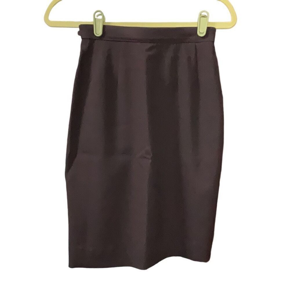 Austin Reed Worsted Wool Dark Brown Career Pencil Skirt Lined Size 2 Petite